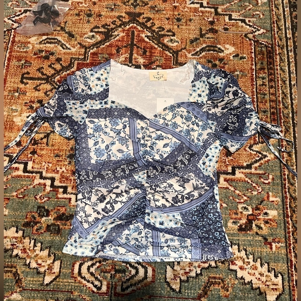 Ember Top in Blue Pattern